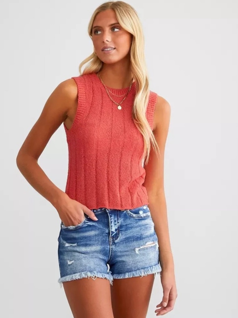 Z Supply Piper Sweater Tank Top in Mineral Red - Small